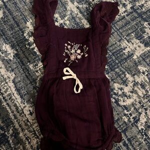 Purple Kids Bottoms with Floral Embroidery